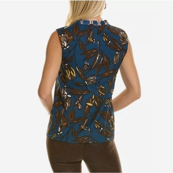 NWT 'S MAX MARA US 2 IT 36 Floral Print Poptop 100% Cotton Poplin Sleeveless Top - Picture 5 of 7